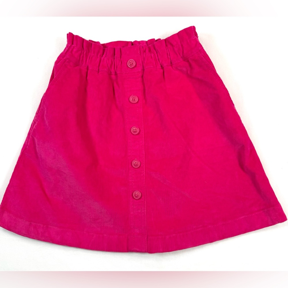 CREWCUTS Girls Hot Pink Corduroy Skirt 8 Button Front Preppy Fall Cottagecore